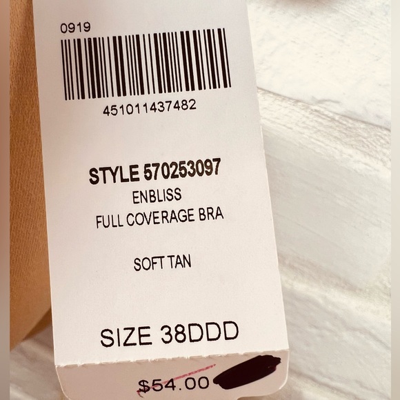 NWT Soma Enbliss Full Coverage Lined Underwire Bra 38 DDD Soft Tan Nude #0471 - Picture 9 of 13